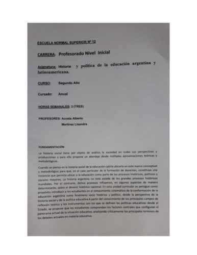 Instituto Superior de Formación Docente - Escuela Normal Superior Nº12